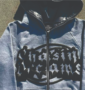 Hoodies Hommes 100% Coton Streetwear 3D Puff Print Surdimensionné Manches Raglan Satin Doublé Full Face Zip-up Brodé Hiver - Product Image 2