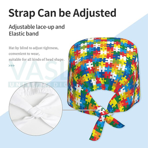 Gorro de trabajo con banda para el sudor, gorro ajustable Unisex para mujer, gorro con lazo en la espalda, gorros quirúrgicos de enfermera de Vaslcare - Product Image 3