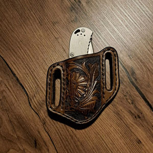 Funda de cuchillo de cuero genuino con funda de cinturón mecanizada hecha a mano de alta resistencia de doble costura cuchillos de caza al aire libre eje de carbono - Product Image 2