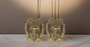 Juego de 2 mini esculturas de latón de mano Ganesha, palo de incienso y soporte de Agarbatti para uso en el hogar, la Oficina o el templo, artículo Pooja - Product Image 5