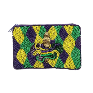 Sacs à main perlés faits à la main décoration pailletée fermetures à glissière artisanales pour les parades de Mardi Gras commande minimum 3 pièces - Product Image 1