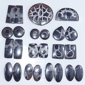 Septarian Pair Latest Design Natural Stone Wholesale Cabochon Gemstone Pair Earrings Loose Gemstone for Making Jewellery - Product Image 1