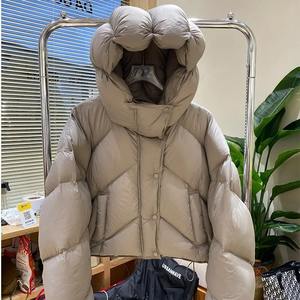 Femmes XL grande taille respirant hiver recadrée à capuche Bomber veste épaissie polaire imprimé tissu minceur bouffant coupe ample - Product Image 5