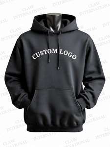 Vente en gros Pull à capuche unisexe 100% coton molleton d'hiver à motif solide imprimé personnalisé avec option de logo thermique pour hommes - Product Image 6