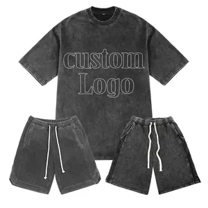 Костюм из хлопчатобумажной ткани с логотипом на заказ, комплект из двух предметов, летние шорты и рубашка для мужчин, элегантная спортивная одежда