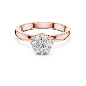 Anillo de Bodas de compromiso de diamante de corte redondo cultivado en laboratorio de 1 quilate en oro rosa blanco amarillo de 14K-Joyería de diamantes de laboratorio - Product Image 3