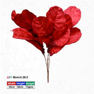 Bouquet de feuilles de figuier rouges artificielles 25cmx60cm Plante décorative en soie AFF-Bunch.26.2 Utilisation en intérieur Ficus rouge artificiel AFF - Product Image 1