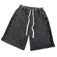 Ensemble T-shirt et short pour homme, style vintage, en tissu éponge noir délavé à l'acide, respirant, 300 GSM, coupe ample, mélange de coton, décontracté, été, deux pièces, personnalisé