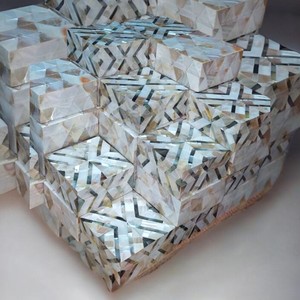 Nuevo diseño Natural Madre de perla incrustaciones mosaico diseño cajas cuadradas para regalos de boda decoración del hogar - Product Image 6