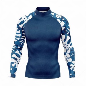 Men's Long Sleeve Quick Dry Swimsuit <b>UV</b> Protection Floral Surf T-Shirt Breathable Swimming Diving Plus Size Fitness <b>Swimwear</b> - Product Image 4