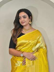 Usine directe en gros élégant jaune Jacquard soie Saree idéal pour les occasions de fête traditionnelles indien pakistanais vêtements pour - Product Image 3