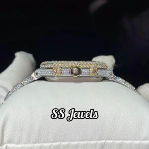 สินค้ามาใหม่นาฬิกาอะนาล็อกระบบกลไกของผู้ชายชุบทอง14K ใส VVS เพชรสีขาวเต็มรูปแบบสแตนเลสจากญี่ปุ่น - Product Image 2