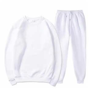 Ensembles de survêtements personnalisés pour hommes Jogger en polaire uni avec logo sur le devant 100% polyester deux-pièces pour adultes-pour l'automne - Product Image 3