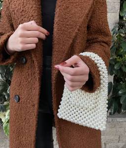 Bolso Hobo de plástico con cuentas de perlas de marfil, monedero de almacenamiento moderno hecho a mano | Elegante bolso de hombro con cuentas | Armario portátil grande y duradero - Product Image 5
