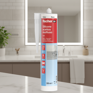 Sellador de Silicona Antimoho Fischer de 280 ml, Multiusos, Acético, para Baño, Cocina, Vidrio, Aluminio, Artículos Sanitarios, Color Blanco - Product Image 3