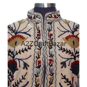 Veste bomber en velours chaud, style ethnique, pour femmes, imprimé floral en coton, rayures, matelassée, broderie, respirante, écologique - Product Image 4