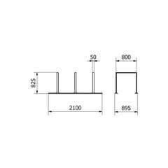 Sistema di supporto a binario, 3 supporti in acciaio piatto 50x12 mm, 2100x800mm (LxP), da avvitare, grigio - Product Image 4