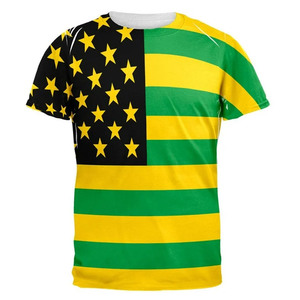 Men's Short Sleeve T-<b>Shirt</b> With Green Yellow Stripes And <b>Stars</b> Pattern O-Neck Casual Breathable Knitted Polyester Regular Fit - Product Image 1