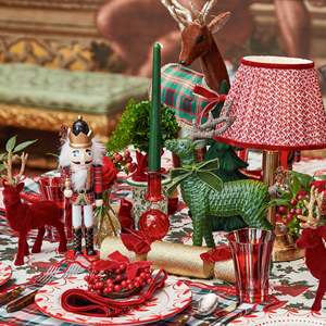 Handmade Eco-Friendly Forest Green Rattan Reindeer Green Velvet <b>Bows</b> 30cm Plush Santa Tree Table Decorations Set 2 (DreamCraft) - Product Image 6