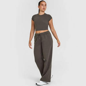 T-shirt pour femmes en gros personnalisé taupe profond 100% coton doux léger respirant élégant concepteur coupe décontractée t-shirt d'entraînement de gymnastique - Product Image 6