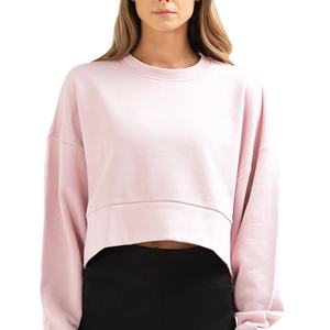 Sudadera corta para mujer de alta calidad Sudadera con capucha recortada elegante con patrón sólido para gimnasio y ropa informal - Product Image 5