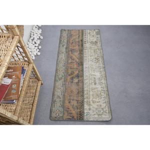 Tapis en laine rectangulaire 9x12 vintage 2x4.5ft tapis de salon de grande surface avec motif patchwork et support en latex vert et beige - Product Image 1