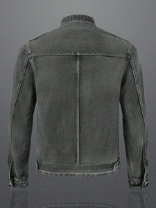 Veste denim de printemps à la mode en gros Veste denim décontractée de couleur unie à grandes poches pour hommes - Product Image 6