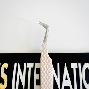 ที่หนีบขนตาติดขนตาเพิ่มวอลลุ่ม45องศาสีชมพูอุปกรณ์ต่อขนตาสแตนเลสแบบด้านเครื่องมือติดฉลากส่วนตัว - Product Image 2