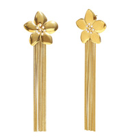 Pendientes florales chapados en oro de 18 quilates Joyería hipoalergénica con borlas de acero inoxidable 316L para mujer