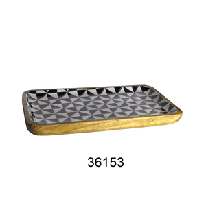 Plateau de service rond en bois enduit d'émail de vente chaude pour la maison et les hôtels plateau de service de nourriture imprimé en bois naturel personnalisé - Product Image 5
