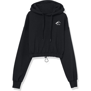 เสื้อฮู้ดผู้หญิงแฟชั่นแบบสั้นพิมพ์ลายตามสั่งขายส่ง พร้อมโลโก้ด้านหน้า สำหรับฤดูหนาว ผ้าทอ 100% - Product Image 2