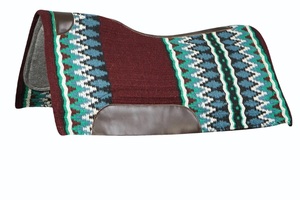 Cojín de sillín occidental de fieltro de lana merino 100% al por mayor ecuestre con diseño tejido colorido - Product Image 3