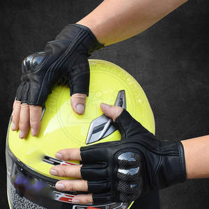 Guantes de carreras personalizables OEM, guantes de moto sin dedos deportivos de cuero duradero de alta calidad, impermeables con los tuyos propios - Product Image 3