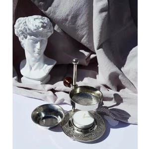 Quemador de incienso de latón ajustable de diseño moderno Cuenco de latón puro con perilla de madera para decoración del hogar y fragancia de aceite aromático - Product Image 6