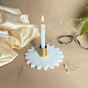 Bougeoir simple pour décor à la maison nouveau style fantaisie métal en laiton plaqué or base en marbre bougeoir pour mariages - Product Image 3
