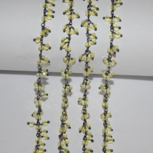 Chaîne de chapelet de grappe de perles de citrine de Quartz jaune plaqué noir de qualité supérieure, chaîne de perles de fil de laiton pour la fabrication de bijoux - Product Image 1