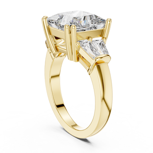 Elegant 14K Yellow Gold Diamond <b>Ring</b> With <b>Large</b> Princess-Cut Center <b>Stone</b> for Engagement and Luxury - Product Image 1