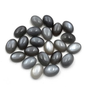 หินมูนสโตนสีเทาธรรมชาติพลอยรูปวงรีทรงหลวม16ชิ้น102CT 10X14มม. รักษาด้วยความร้อนสำหรับแหวนเครื่องประดับ - Product Image 1