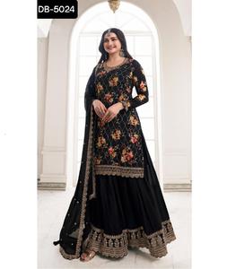 Vêtements ethniques indiens Chinon soie impression numérique Design avec broderie séquence Design travail Salwar Kameez costume avec Chinon Dupatta - Product Image 1