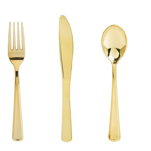 Vajilla Lisa y Fácil de Limpiar, Cubiertos de Restaurante, Cuchara y Tenedor Dorados, Juego de Cubiertos de Acero Inoxidable Plateado para Bodas y Fiestas - Product Image 3