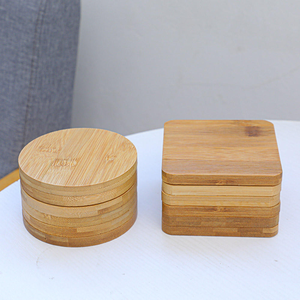 Nature Bamboo <b>Coaster</b> DIY Blank Wood Drink Mat & Pad with <b>Cork</b> Back Varnished Laser Processed UV Printed Surface - Product Image 1