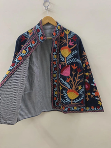 Chic Suzani Embroidery <b>Velvet</b> Winter Jacket Vintage Coat Unisex Winter Jacket Ethnic Chic Outerwear - Product Image 4