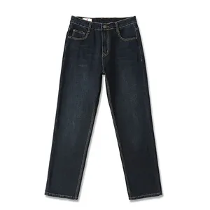 Celana Jeans lurus longgar untuk pria, celana panjang Denim kaki lebar, celana jeans bertumpuk ukuran Plus untuk pria