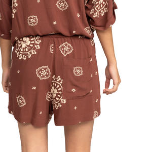 2024 Collection d'été femmes marron respirant numérique imprimé coupe ample Shorts décontractés mi-taille plage basse quantité minimale de commande disponibilité - Product Image 4