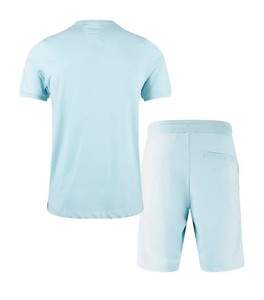 Ensemble de t-shirts et shorts coupe ajustée en coton peigné à séchage rapide pour hommes Twinset avec col rond manches courtes pour l'été solide et léger - Product Image 4