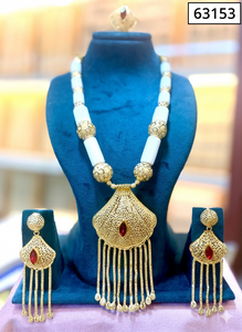 Conjunto de Collar con Colgante de Filigrana de Boda, Estilo Elegante con Motivo Floral, Chapado en Plata de Aleación de Lujo, Cadena de Diseñador, Modelo 63151 - Product Image 3