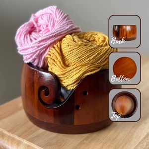 Grand bol en fil et support de fil avec ensemble de 5 crochets-Bols en fil de qualité supérieure pour le tricot et le crochet, rangement au crochet - Product Image 5