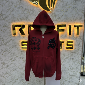 เสื้อฮู้ดซิปมีซิปสำหรับผู้ชายซักด้วยกรดเสื้อมีฮู้ดแนวสตรีทผ้าฟลีซสำหรับผู้ชายซักแบบวินเทจ - Product Image 1