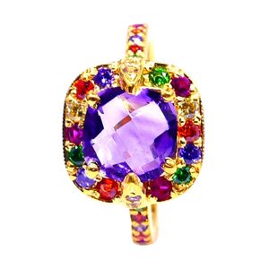 Anillo de topacio multicolor amatista chapado en oro de Plata de Ley 925 - Product Image 3