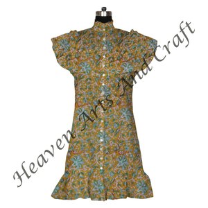 Túnica de Kurti con estampado de bloque de mano de algodón/Ropa Étnica/ropa de India y Pakistán Ropa Étnica transpirable túnica superior - Product Image 2